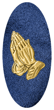 DG5000-516-GD-SH-BL Gold Praying Hands Shimmer Blue